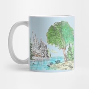 Winter Wonderland: Tranquil Lake & Snowy Tree Mug